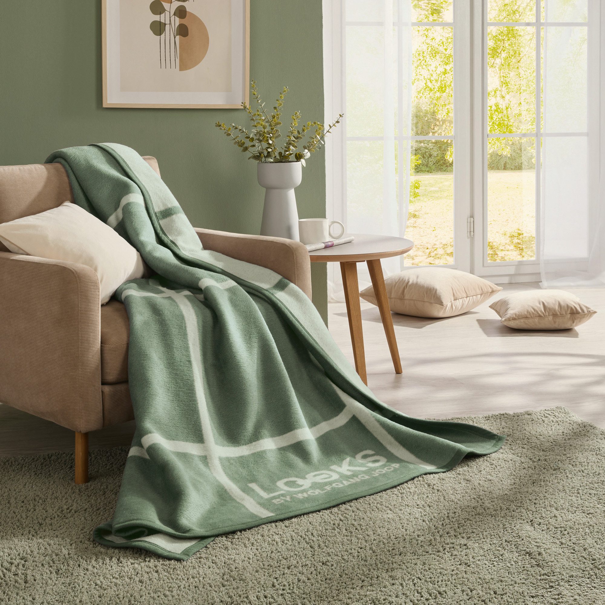 Wohndecke Wohndecke 2er-Pack, LOOKS by Wolfgang Joop, Baumwollmischung Karo – Bild 3 von 3
