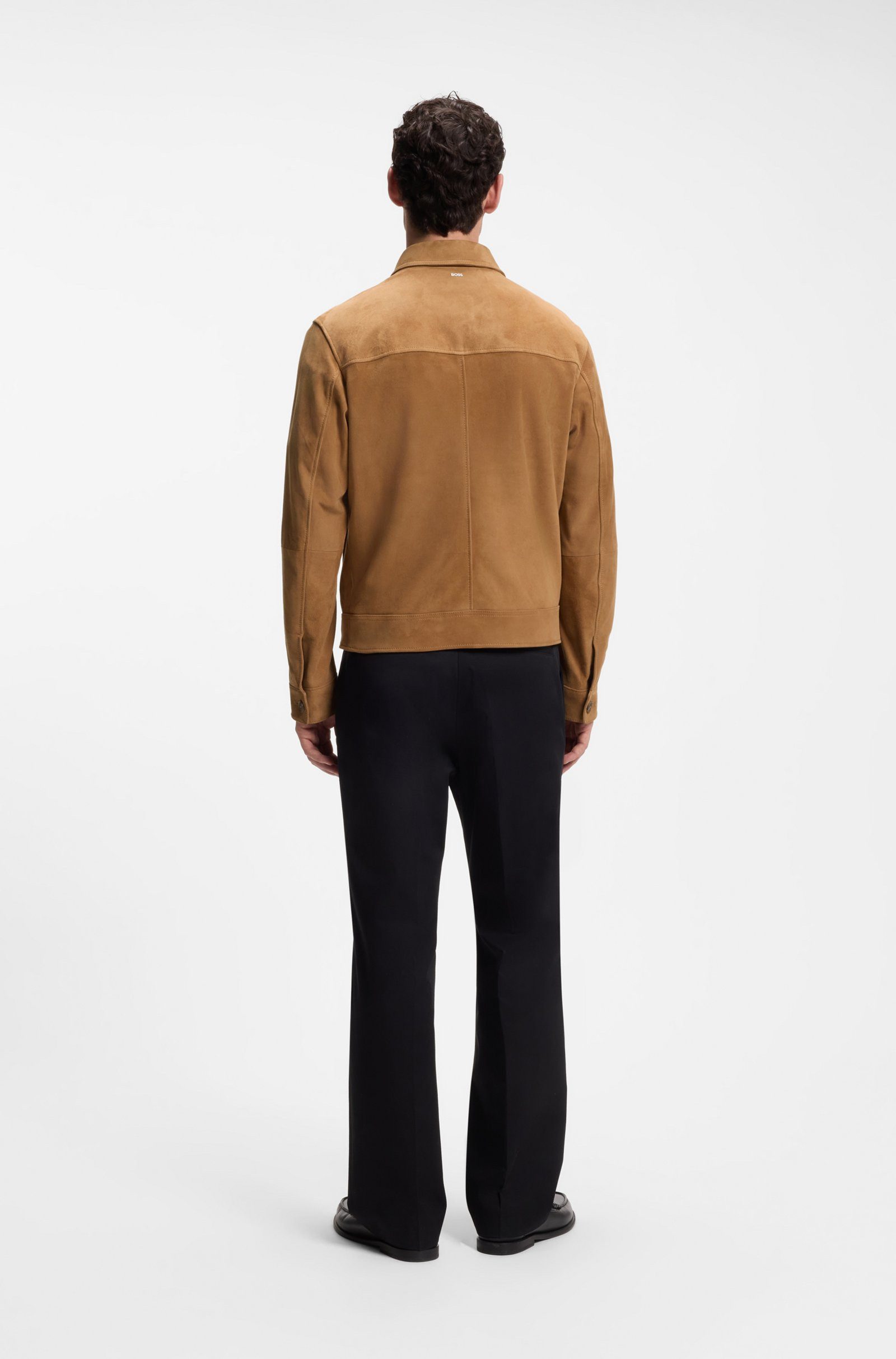 BOSS Lederjacke Malbano aus Veloursleder (1-St)