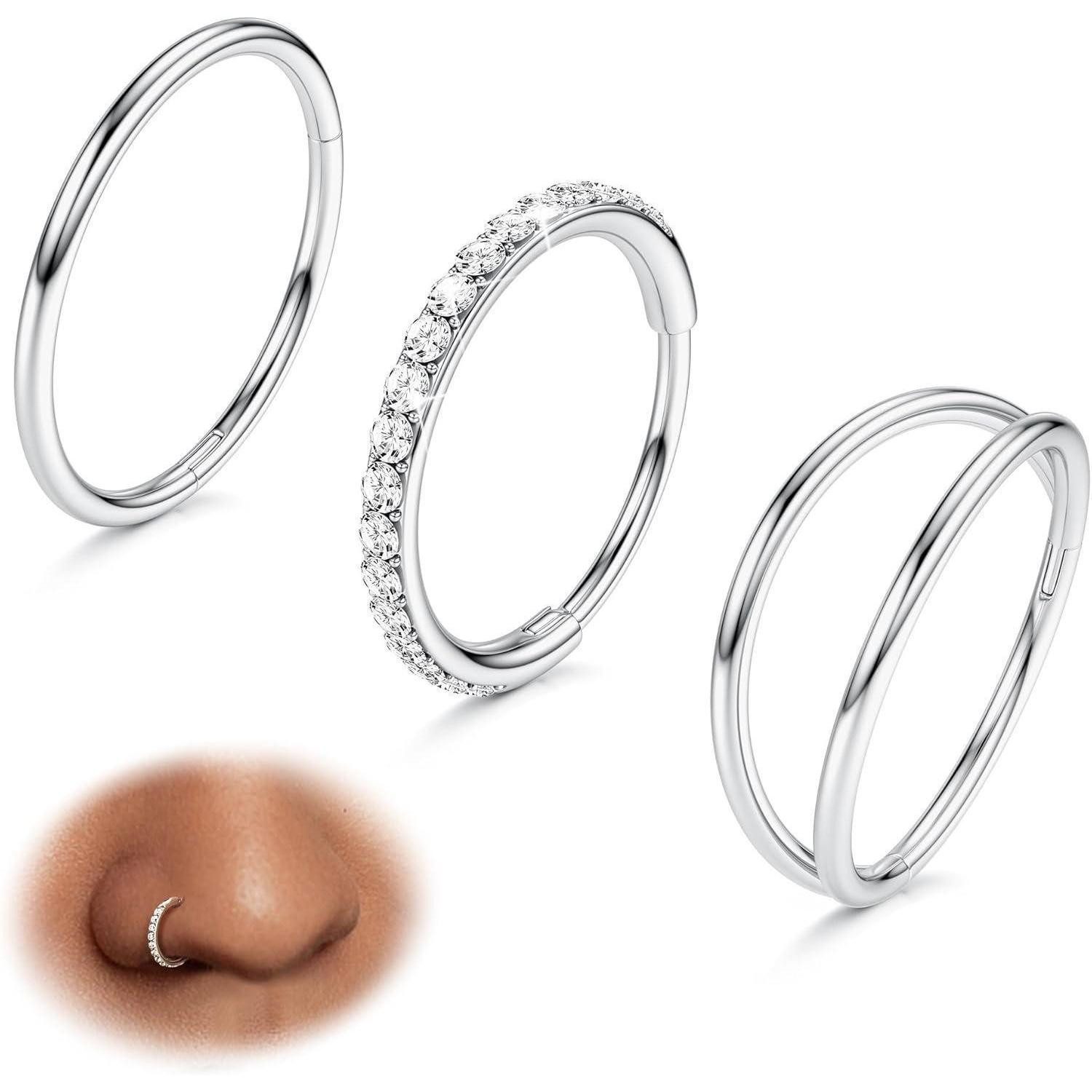 LuxusKollektion Nasenpiercing-Set Nasenpiercing Ring 316L Chirurgenstahl CZ Piercing Set 18G Gold Silber
