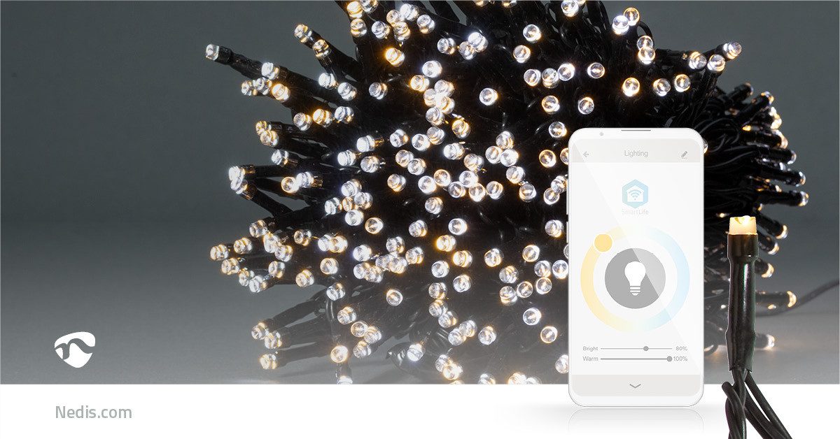 Nedis Discolicht WIFILX02W400, Wi-Fi, smart Steuerung per App, flexible Nutzung für Innen/Außen, Warm bis kühlen weiß, Wi-Fi, smart Steuerung per App, flexible Nutzung für Innen/Außen