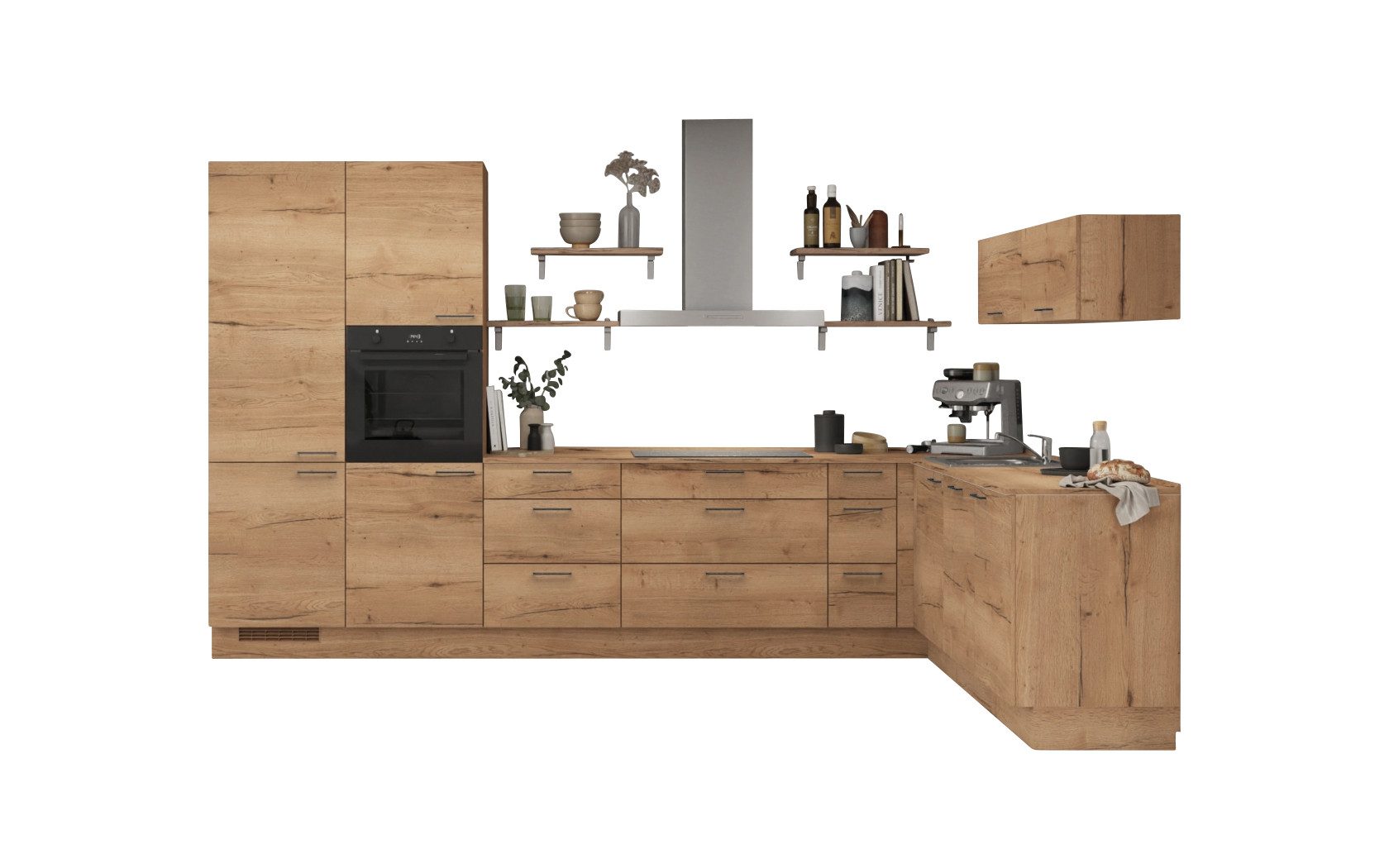 nobilia® Winkelküche Bo, individuell anpassbar, gratis Küchenplanung mit Profis, (Breite 613.2 cm), vormontiert, wahlw. mit E-Geräten, inkl. Lieferung