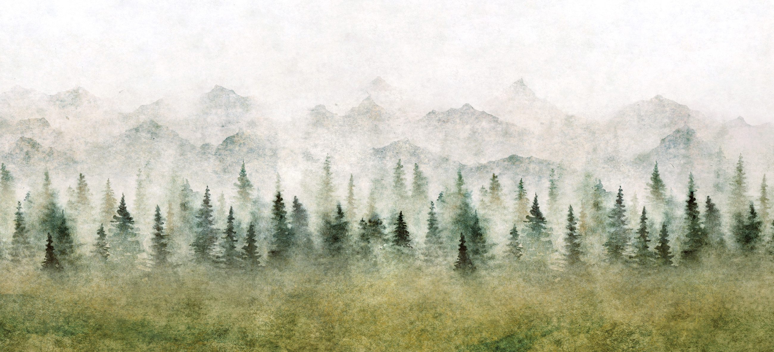Rasch Fototapete Bäume, Wald & Wolken - Vliestapete Grün, bedruckt, (1 Rolle, 1 St., 2,65 m x 5,83 m), Lichtbeständige Farben - Feucht abwischbar - Restlost abziehbar