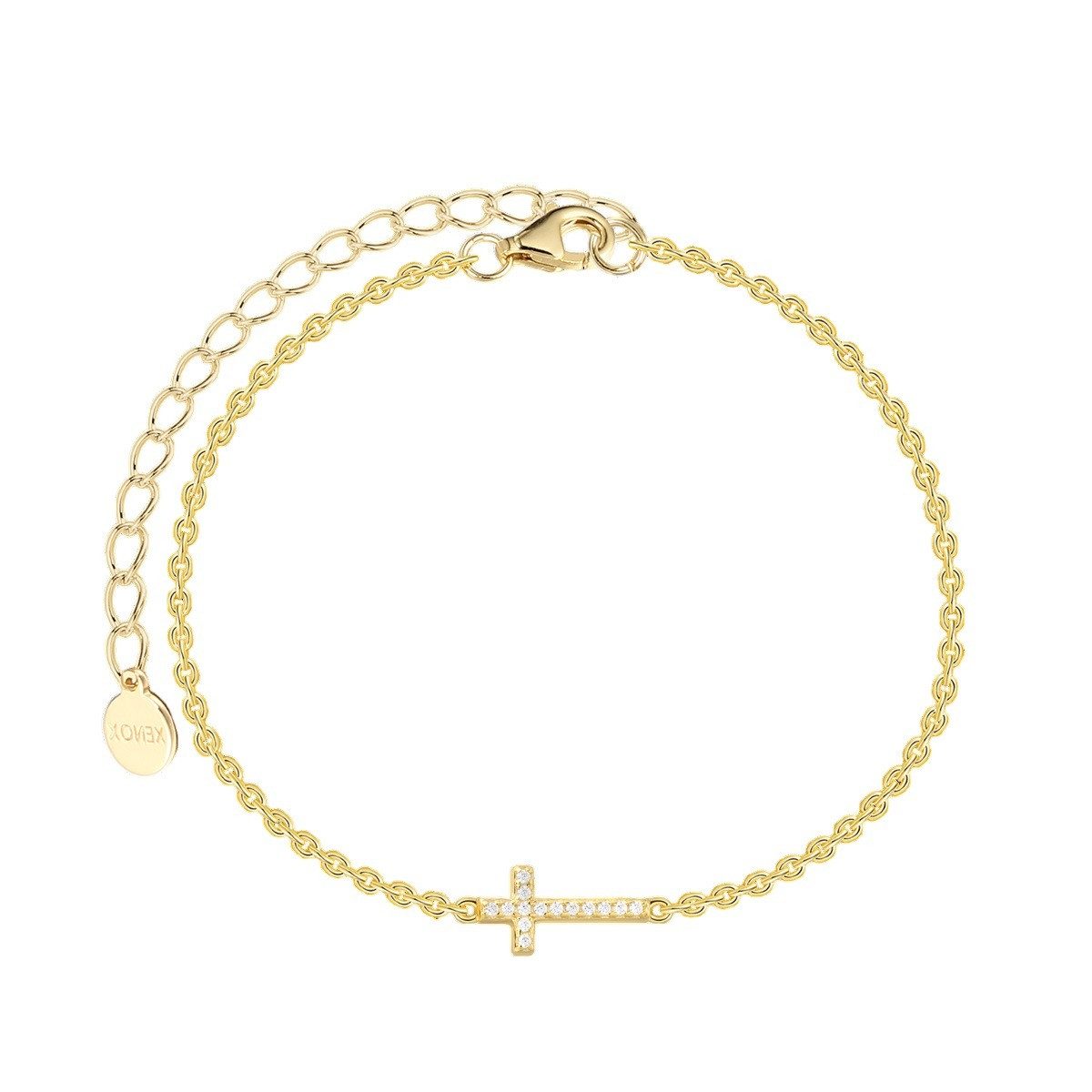 XENOX Armband Xenox Armband Damen Kreuz Mit Zirkonia 925 Silber Vergoldet XS10045G