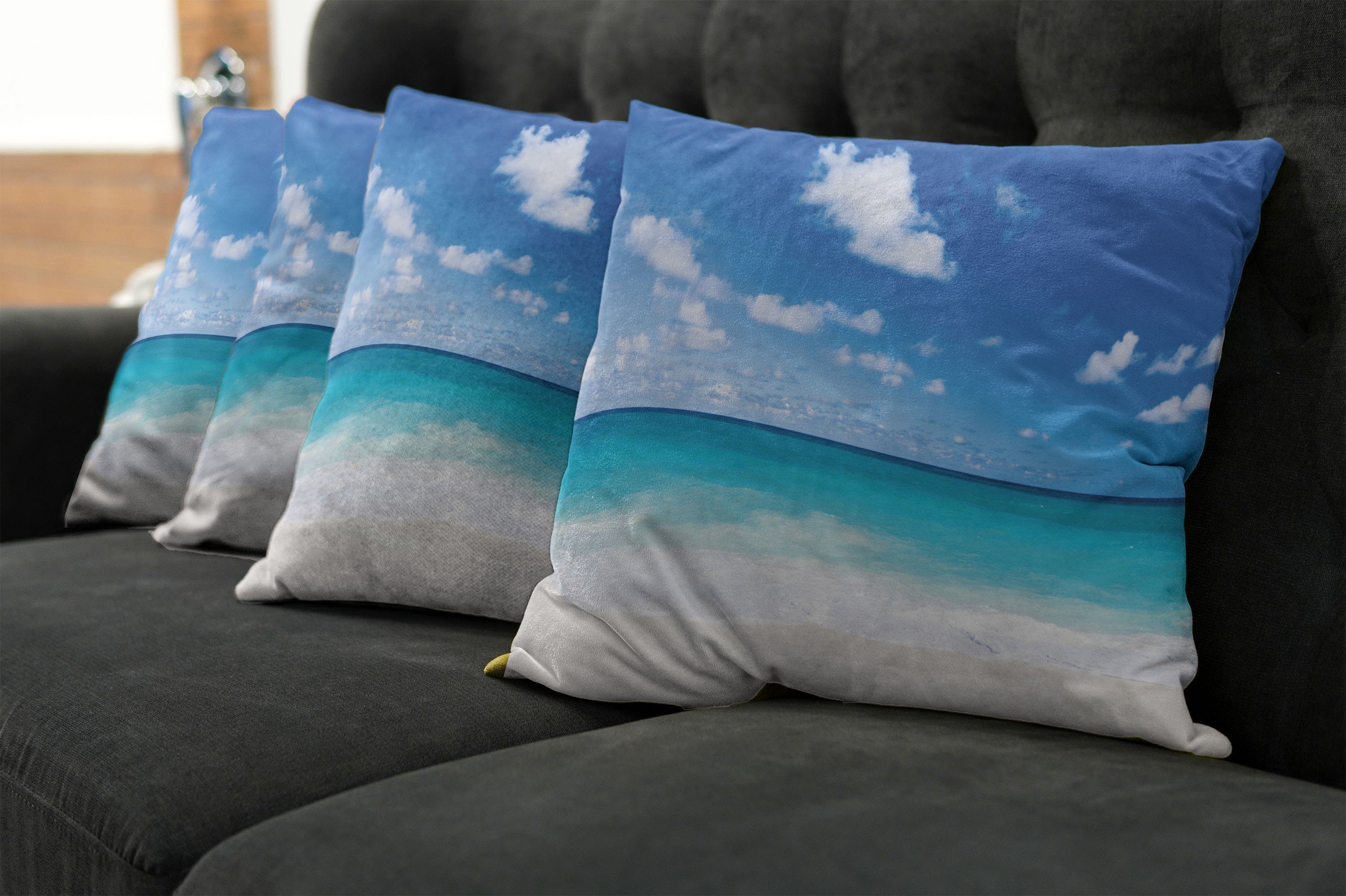 Stück), Küste Abakuhaus Modern Ozean (4 Sommer Accent Kissenbezüge Digitaldruck, Barbados Doppelseitiger
