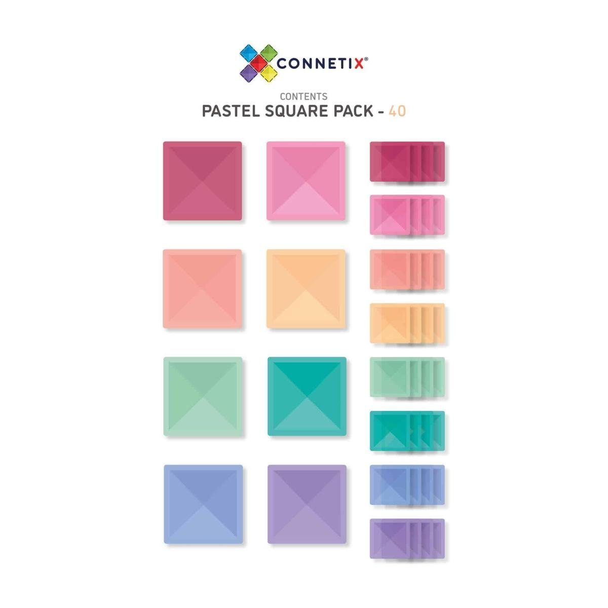 Spiel, Stück Packung CON-EU-P40S EU - Quadratische Pastell 40 Connetix