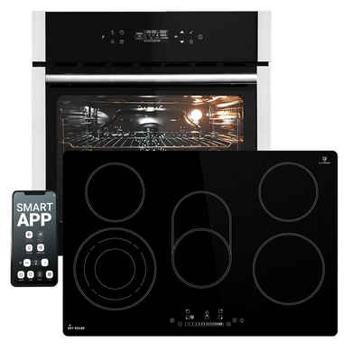 KKT KOLBE Backofen-Set Backofen und Kochfeld SET8313HC_77RL, mit Teleskopauszug, DampfClean, 60cm / Edelstahl / 70 l / 2,8kW / Heißluft / Grill-/Brat-System / WIFI