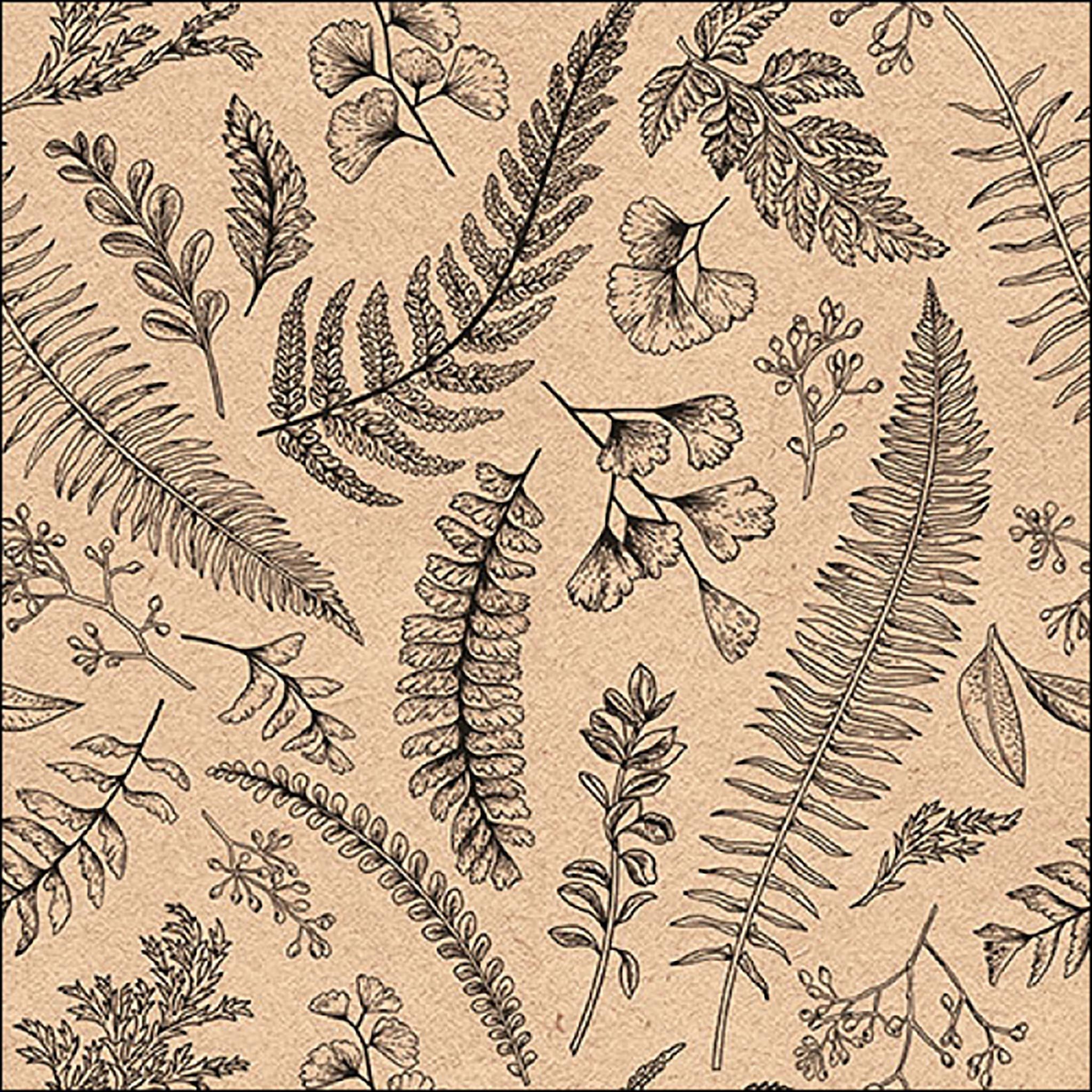 Ambiente Luxury Paper Products Papierserviette, Servietten Papier 33x33cm 3-lagig mit Farn & Blätter Motiv 20 Stück
