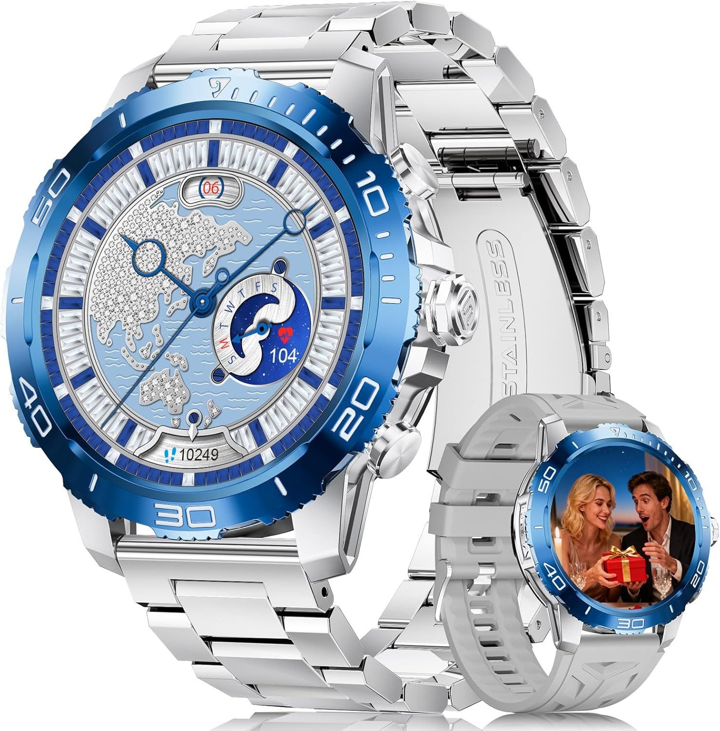 Lige Herren"s Elegante Telefonuhr mit AMOLED Display und Langzeitakku Smartwatch (3,6 cm, Andriod ios), Luxus Zeitmesser Anruffunktion SpO2 Messung IP68