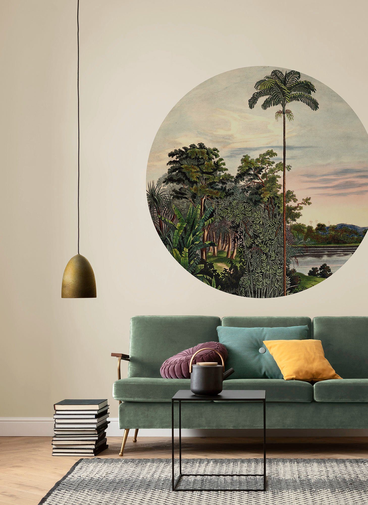 Komar Fototapete Vlies selbstklebend - Vintage Landscape - Größe 125 x 125 cm, glatt, bedruckt, (1 St), Wohnzimmer, Schlafzimmer
