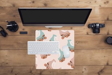 MuchoWow Gaming Mauspad Sommer - Rollerblades - Blau - Rosa (1-St), Mousepad mit Rutschfester Unterseite, Gaming, 40x40 cm, XXL, Großes