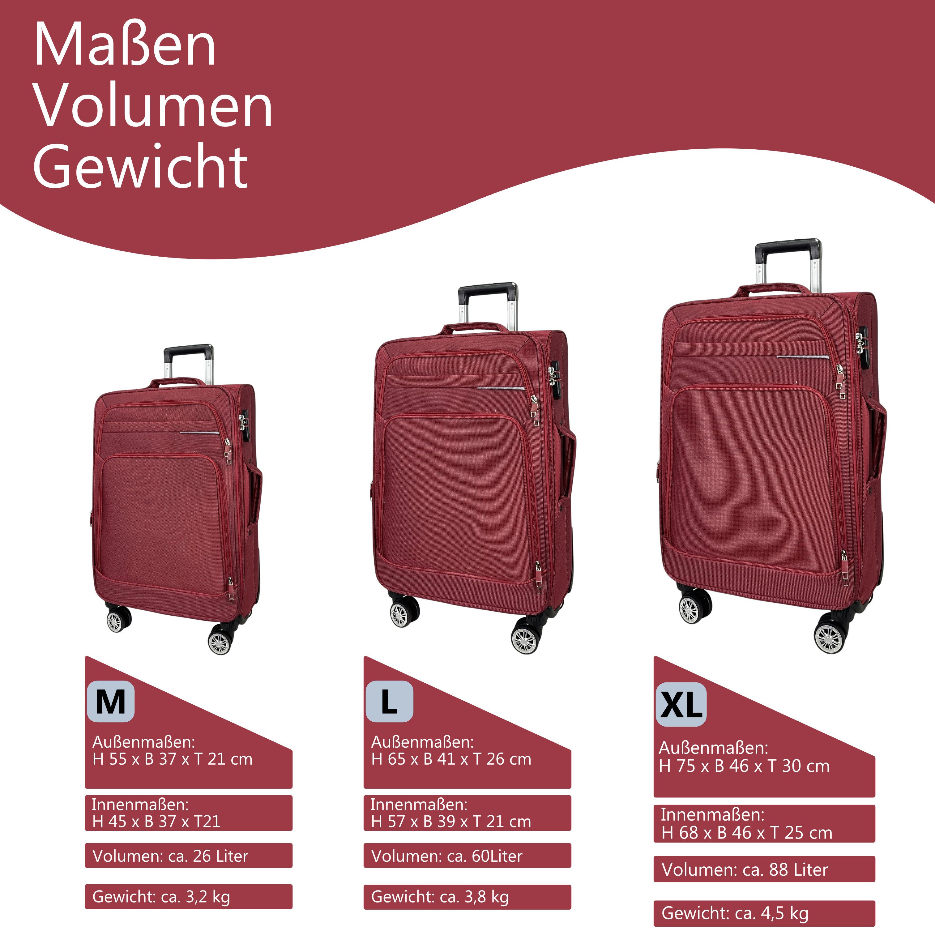 MTB Kofferset Reisekoffer Handgepäck Tasche Trolley Koffer Stoffkoffer 3er günstig online kaufen