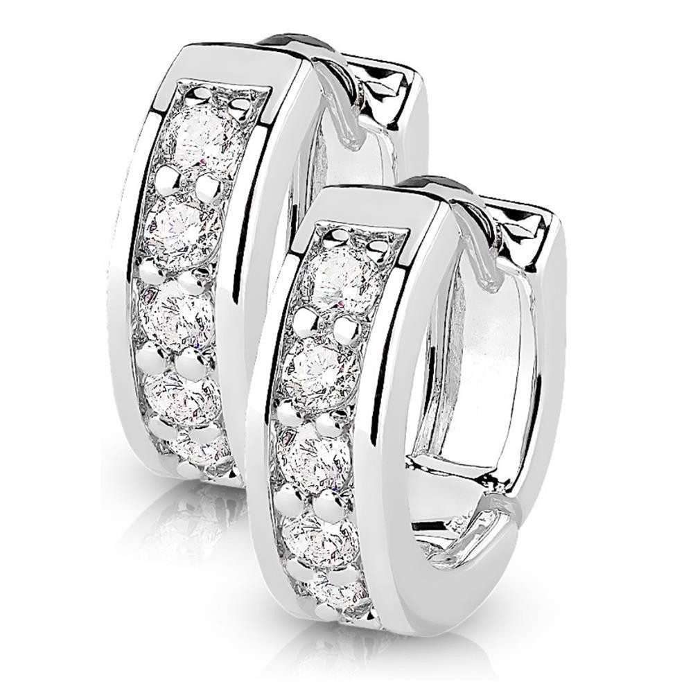 Creolen-Set silberne Creolen Kristalle aus Edelstahl Damen