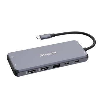 Verbatim Laptop-Dockingstation, USB-C Pro 14 in 1 Multiport-Hub, HDMI, VGA, RJ45, USB-C, USB-A, SD, Micro SD, Audio, USB-C PD