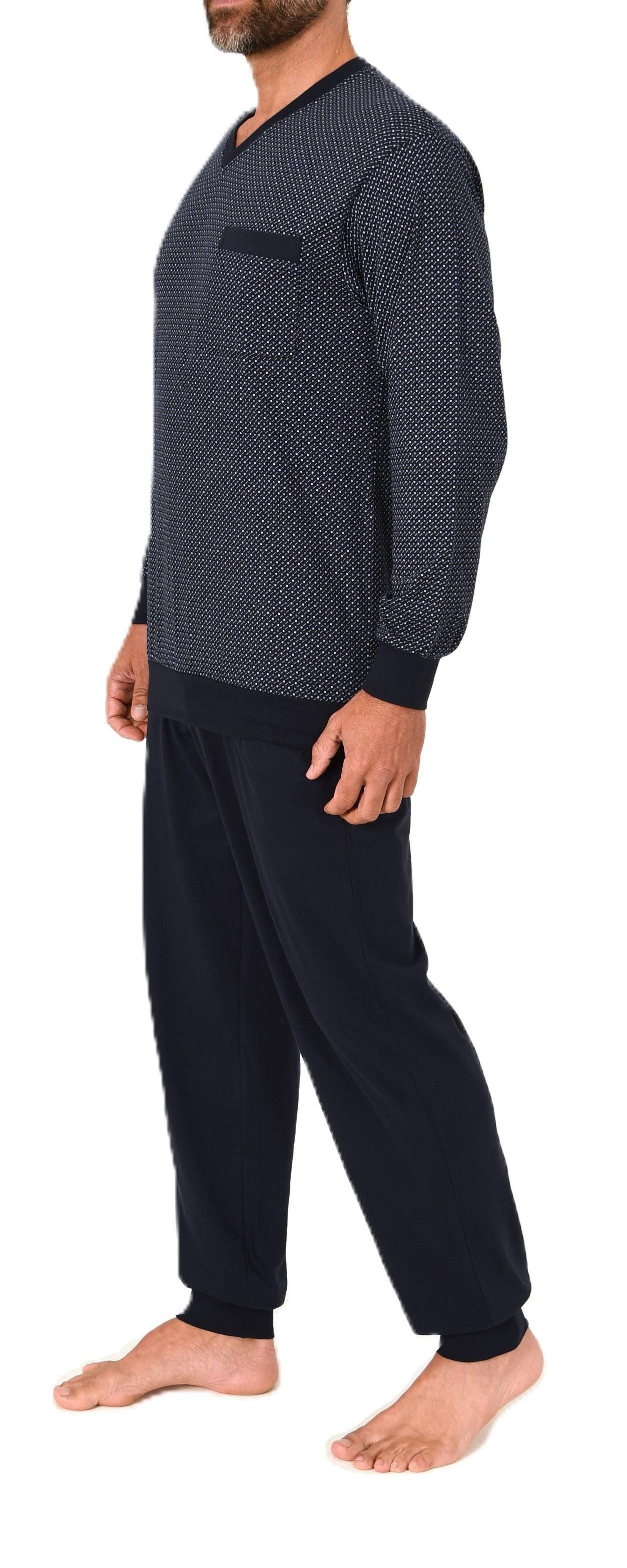 Normann Pyjama Normann Herren Schlafanzug lang mit Bündchen - Pyjama mit V- günstig online kaufen