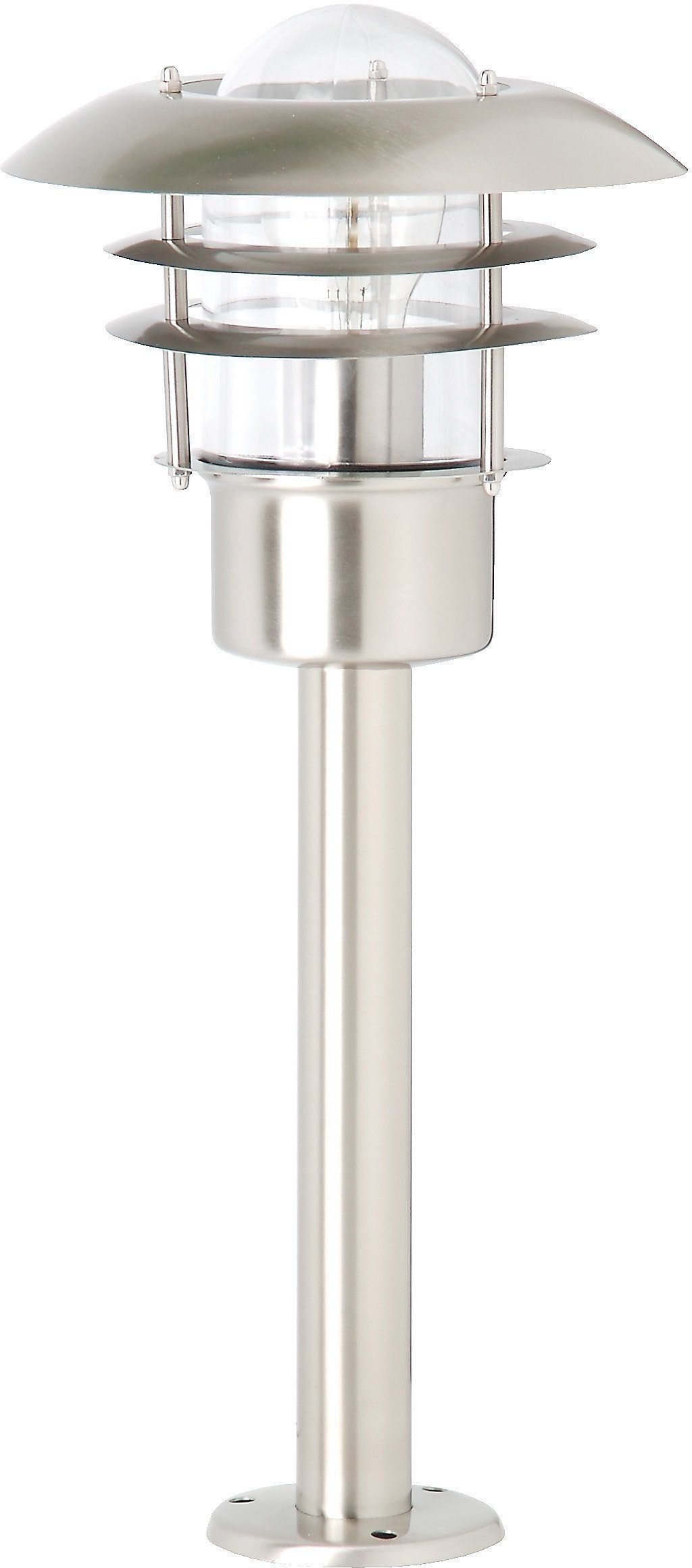 Brilliant Pollerleuchte TERRENCE, ohne Leuchtmittel, 50 cm Höhe, Ø 22 cm, E27, IP44, Metall/Glas, edelstahl