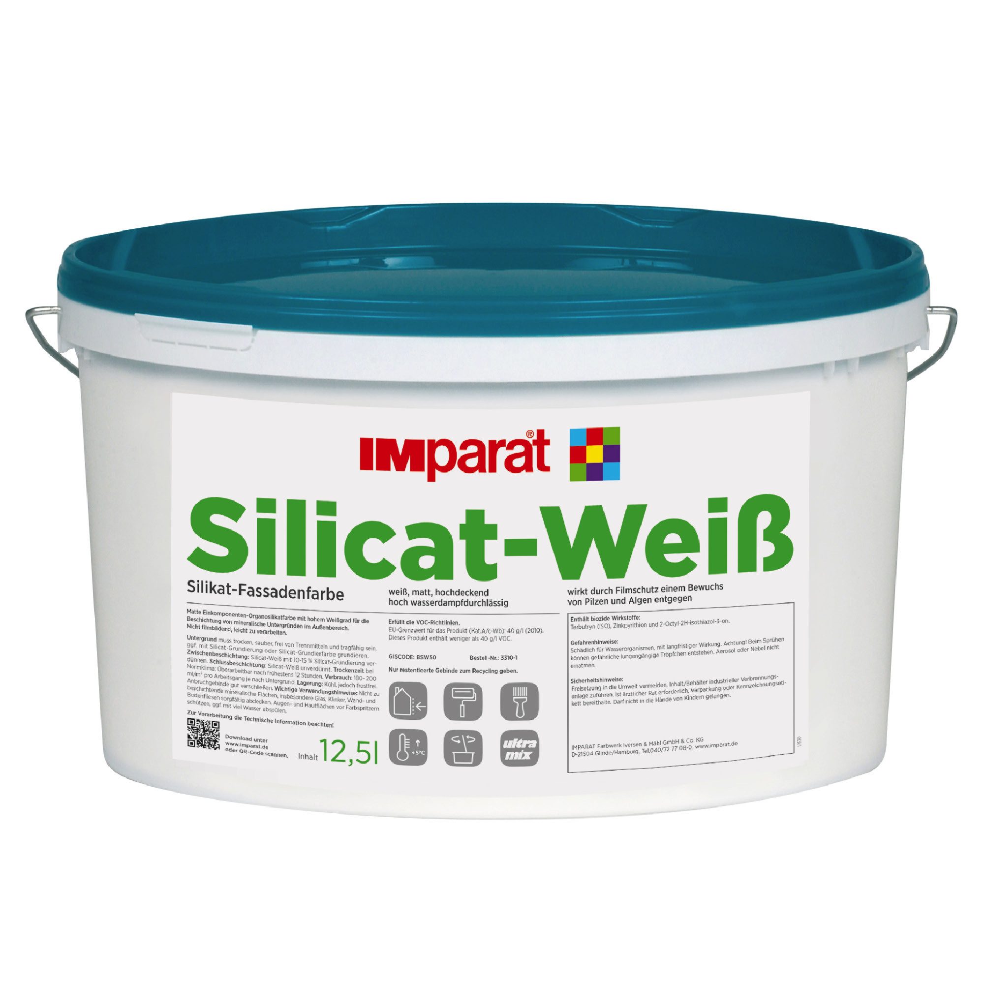 IMparat Farbwerk Iversen & Mähl GmbH & Co. KG Fassadenfarbe Silicat-Weiß 12,5 l weiß
