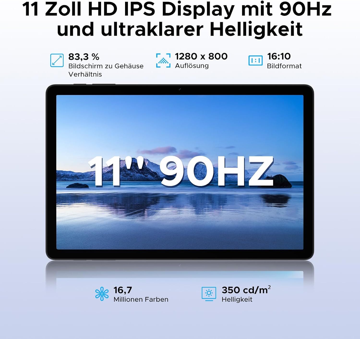 Zevelora 6 GB RAM 8000mAh Akku 90Hz IPS Display Octa-Core Gaming Tablet (11", 256 GB, Android 15, 4G LTE, Leistungsstarkes Gerät für Arbeit, Unterhaltung und mobiles Streaming)