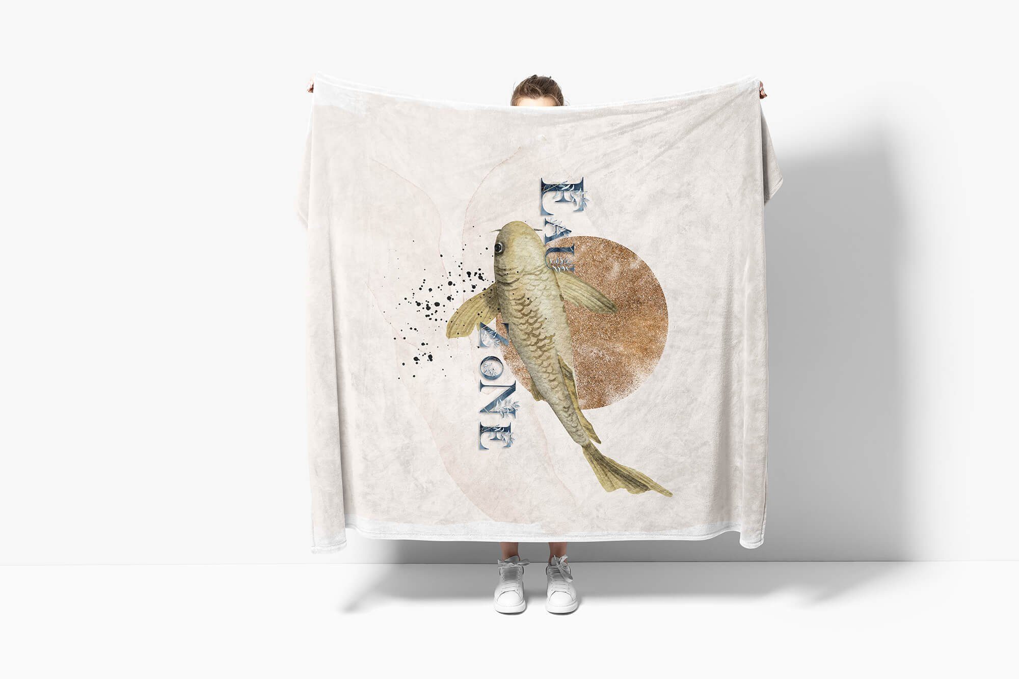 Sinus Art Handtücher Handtuch Ozean Zuchtkarpfen Koi Saunatuch Handtuch Strandhandtuch Kuscheldecke (1-St), Kunstvoll Gold, Baumwolle-Polyester-Mix