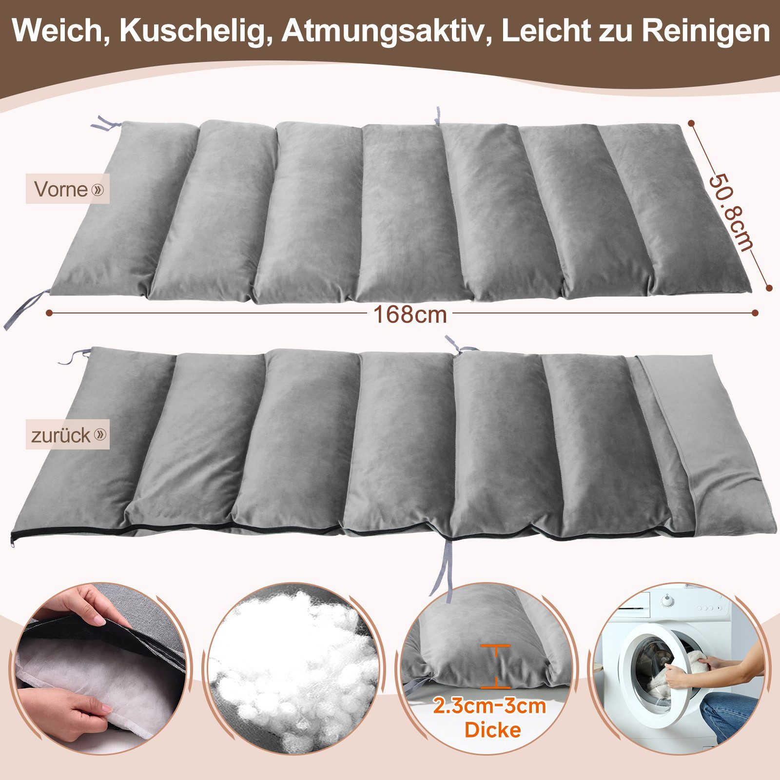 Meulbaty Klappstuhl 200KG Belastbar Klappbar Liegestuhl mit Auflage, Sitzen (2.3-3cm Matratze, 1 St), für Wohnzimmer, Balkon, Strand oder Pool – Bild 3 von 5