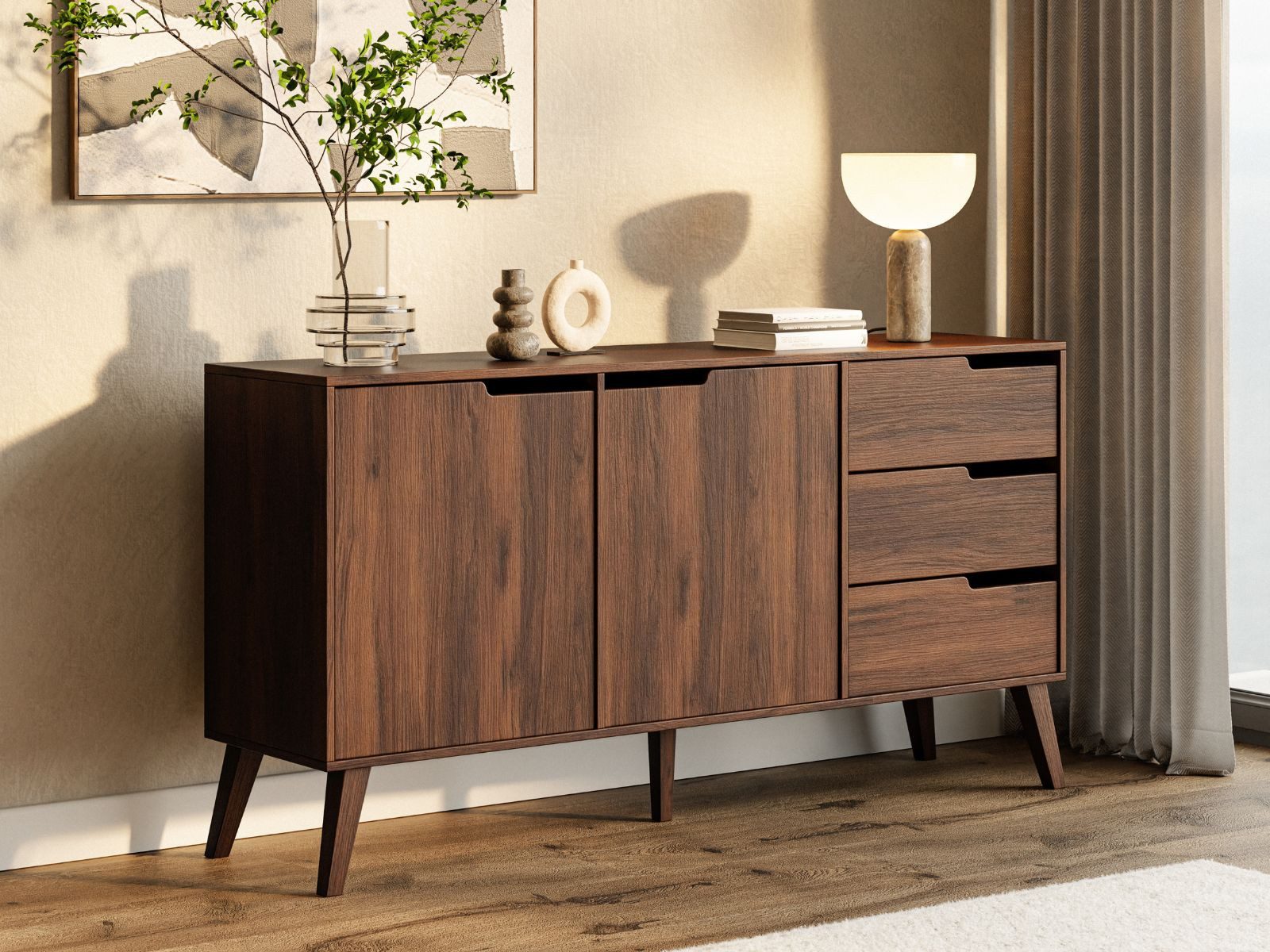 Compleo Kommode mit 3 Schubladen, Modern design, Sideboard, Breite: 160 cm