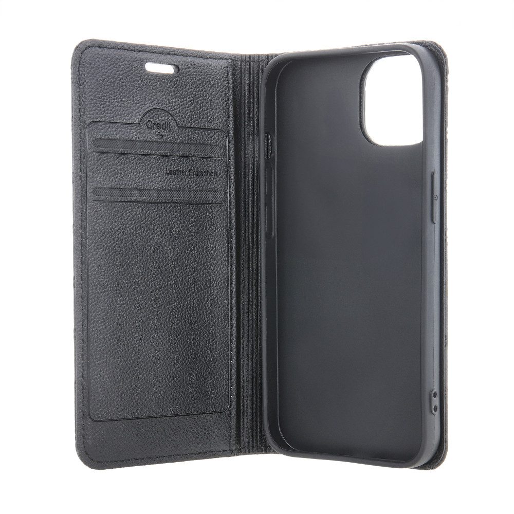 COFI 1453 Handyhülle Smart Caro kompatibel mit Apple iPhone 17 Pro Max Schwarz Wallet 6,9, Karomuster mit Kartenfach und Standfunktion