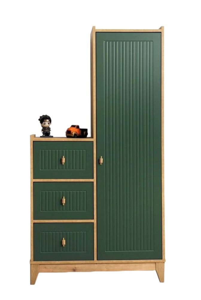 Xlmoebel Kinderkleiderschrank Grüne Holzmöbel für ein fröhliches Kinderzimmer (1-St., Kleiderschrank) Hergestellt in Europa