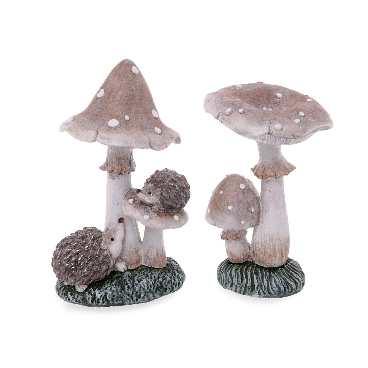 finehomegarden Dekofigur Pilz 2er-Sortiment 10 x 9,5 cm in Creme/Grau/Grün Herbst Dekorativer (Set, 2 St)