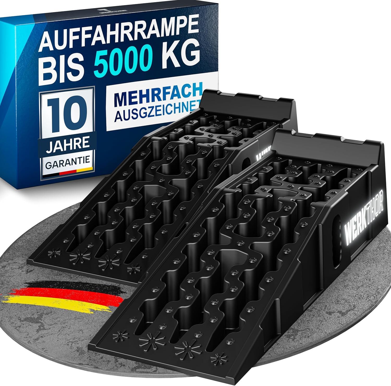Werkthor Auffahrrampe Auffahrrampe Pkw – [2er Set] Auto Rampe bis 5T – Robuste Hebebühne
