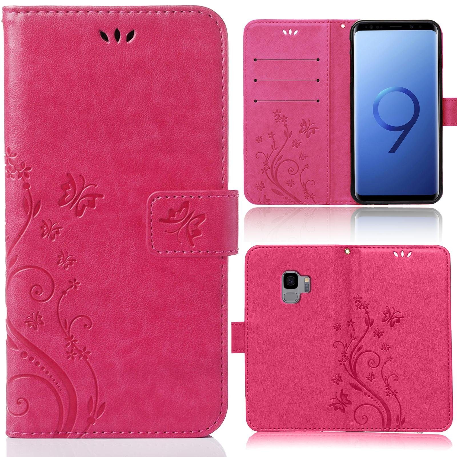 Numerva Handyhülle Bookstyle Flower für Samsung Galaxy S9, Handy Tasche Schutzhülle Klapphülle Flip Cover mit Blumenmuster