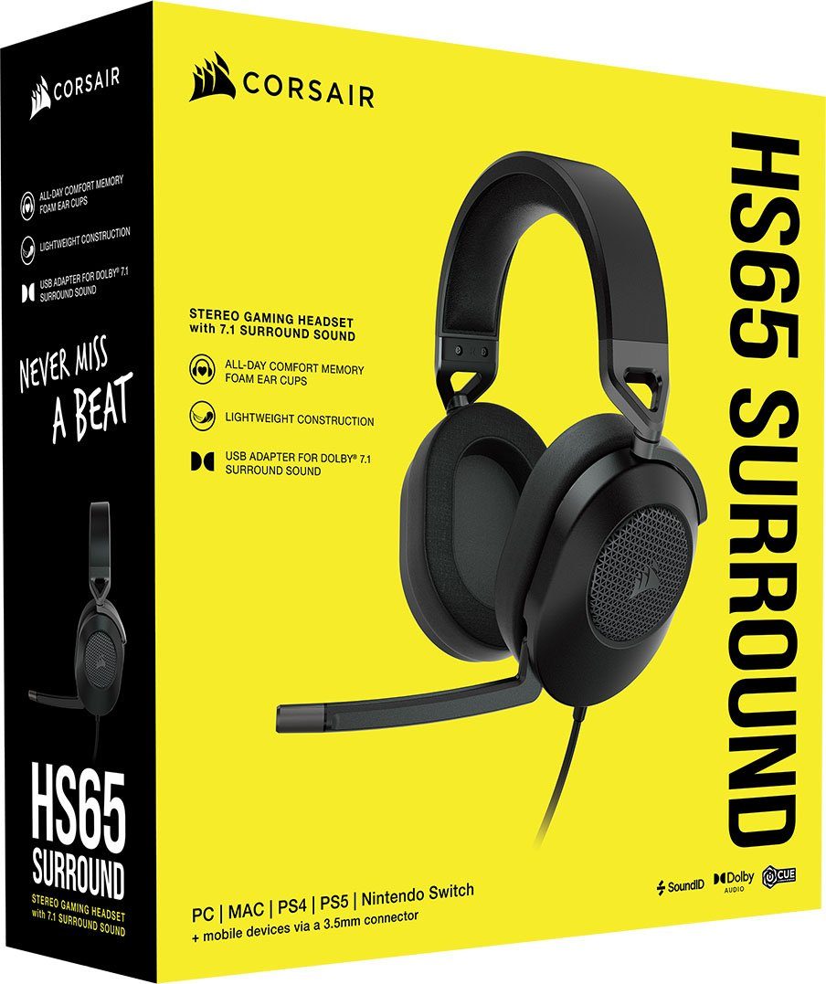 schwarz Corsair HS65 Gaming-Headset (SURROUND)