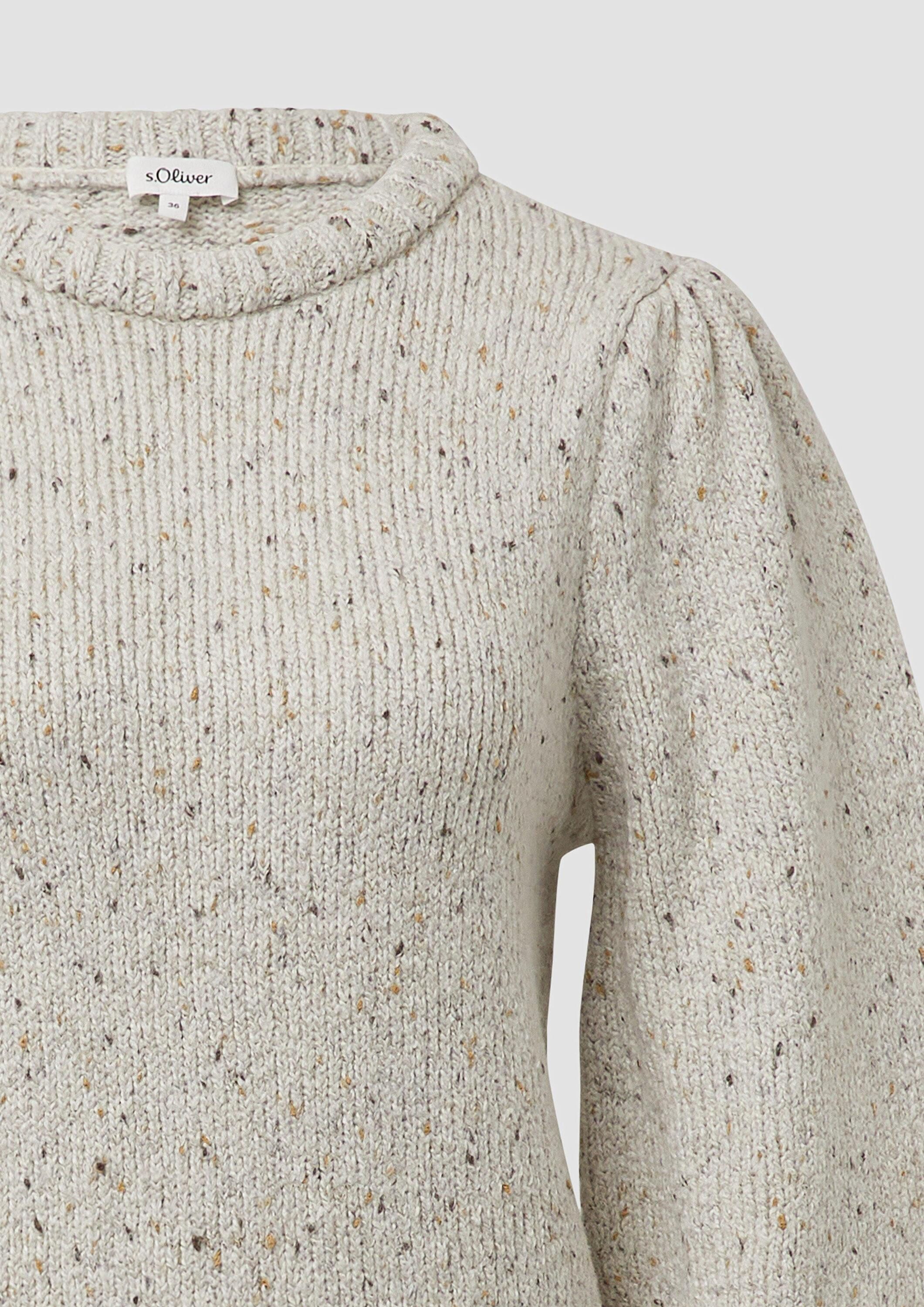 s.Oliver Longpullover Strickpullover Strickpullover mit Puffärmeln aus Baumwollmix