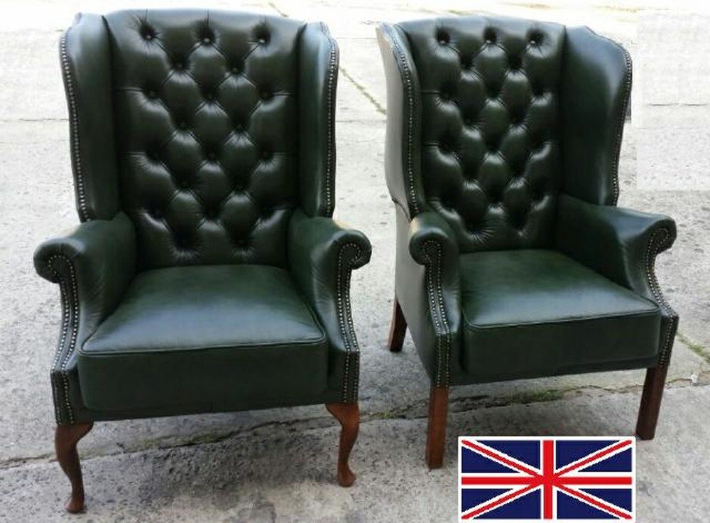 JVmoebel Ohrensessel Chesterfield Ledersessel in Braun mit klassischem Design, Made in Europa