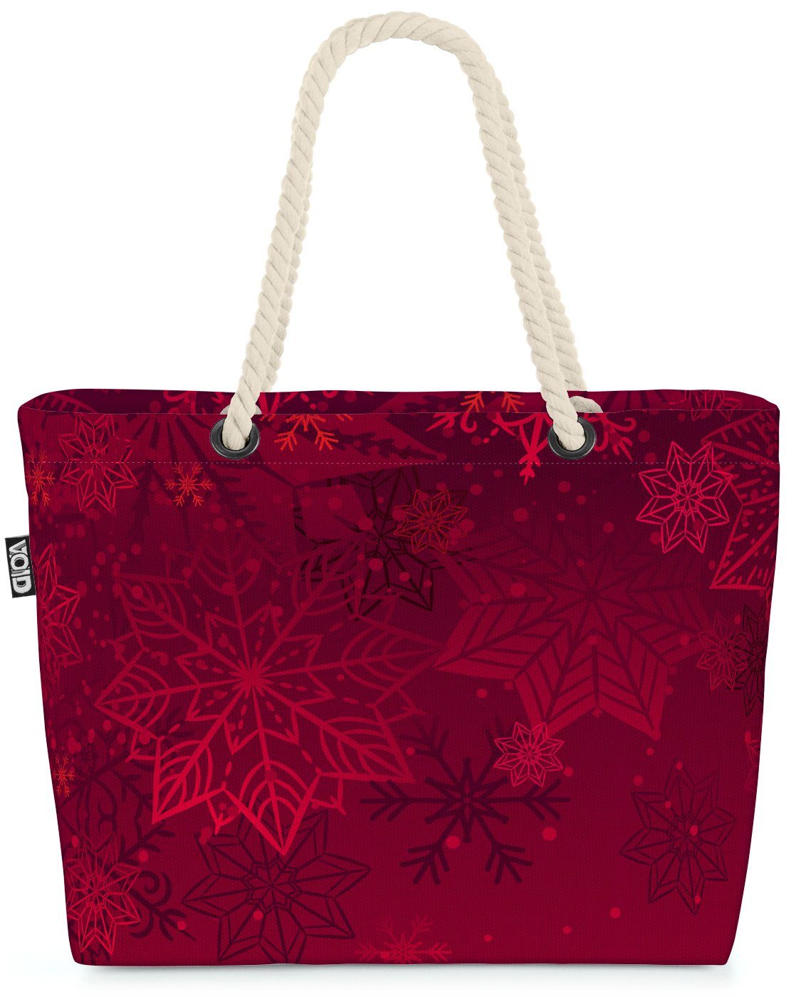 VOID Strandtasche (1-tlg), Weihnachtsstern rot Beach Bag Weihnachten Blumen Geschenke Sterne Nacht Heilig