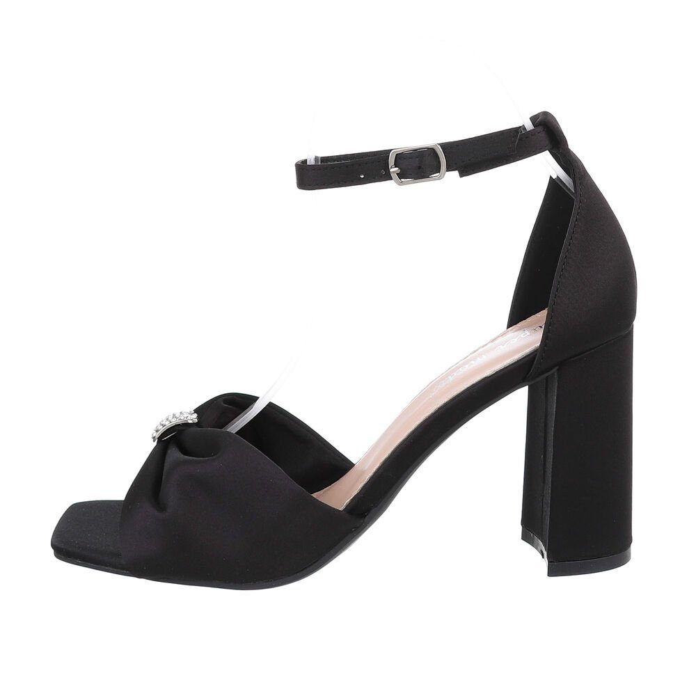 Ital-Design Damen Abendschuhe Party & Clubwear Sandalette Blockabsatz Sandalen & Sandaletten in Schwarz