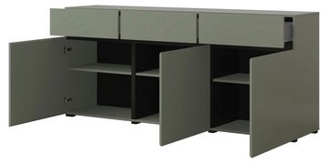 Helvetia Sideboard Cross (Cross, 1 St., Sideboard), 180x40x78cm Salbei schwarz 3-türig