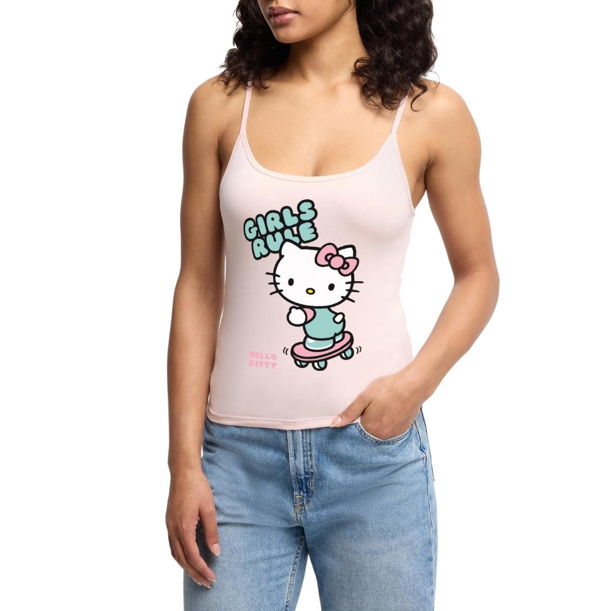 Spaghettitop Hello Kitty Auf Skateboard Girls Rule Frauen Premium Organic Top mit S