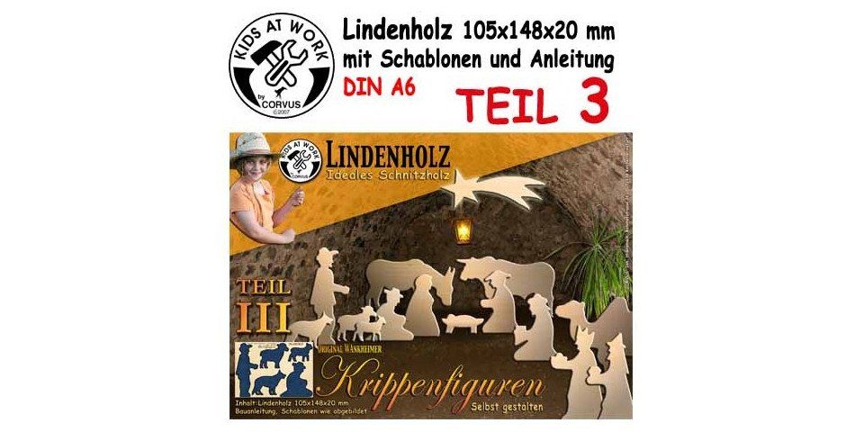 Corvus Corvus A600513 - Schnitzholz Krippenfiguren Teil 3: Hirten