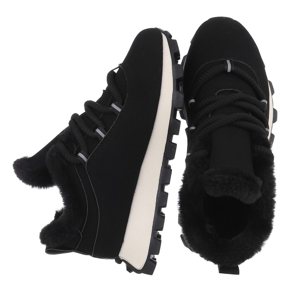 Ital-Design Stylische Sneaker mit Fütterung für Alltag und Freizeit Snowboots (90542990) Keilabsatz/Wedge Sneakers Low in Schwarz