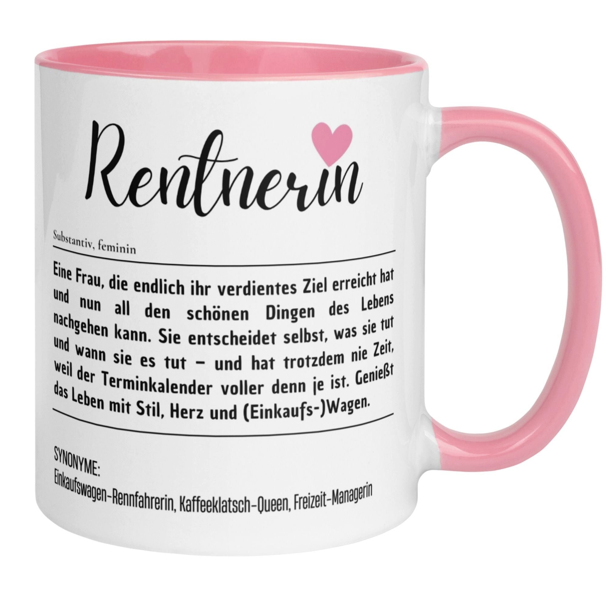 Momentals Tasse Rente Frau – Definition Rentnerin – Geschenk Renteneintritt Ruhestand, Beidseitiger Druck · Links- & Rechtshänder · Spülmaschinenfest