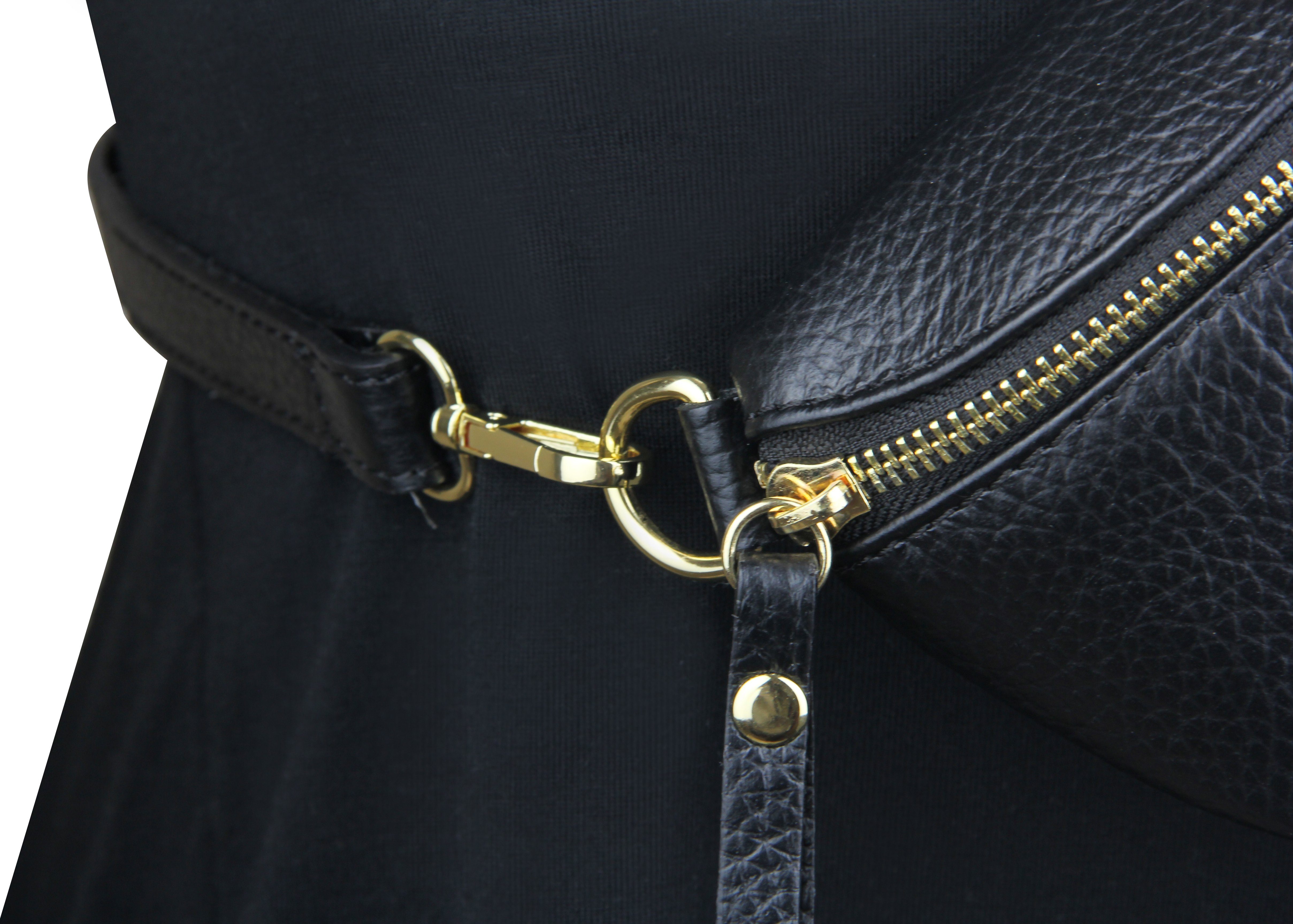 Frentree Umhängetasche Damen aus Echtleder, Made in Italy, Crossbody Schulter/Bauchtasche, mit goldenem Reißverschluss, verstellbarer Schulterriemen, Größe Mini