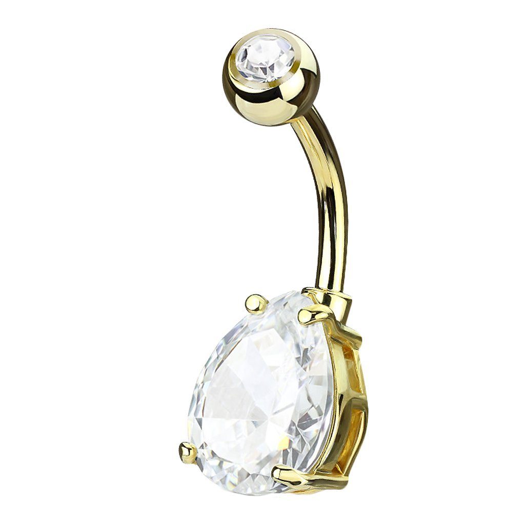 Taffstyle Bauchnabelpiercing Piercing Schmuck Banane Stecker Tropfen Design Zirkonia Kristall (Tropfen Kristall elegant hautfreundlich und angenehm zu tragen), Bauchpiercing Banane Gebogen Tropfen mit Strass Kristall Steinen