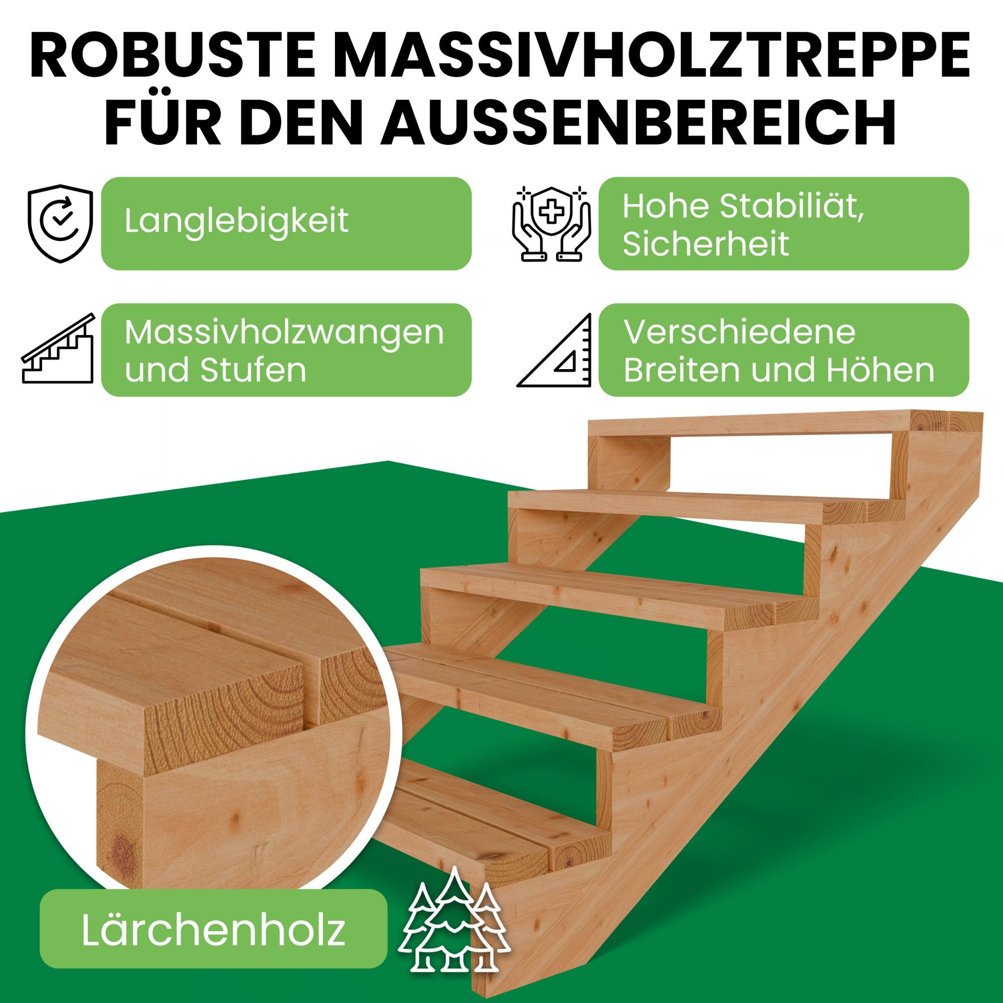 Gartenwelt Riegelsberger Außentreppe Terrassentreppe aus Lärche günstig online kaufen