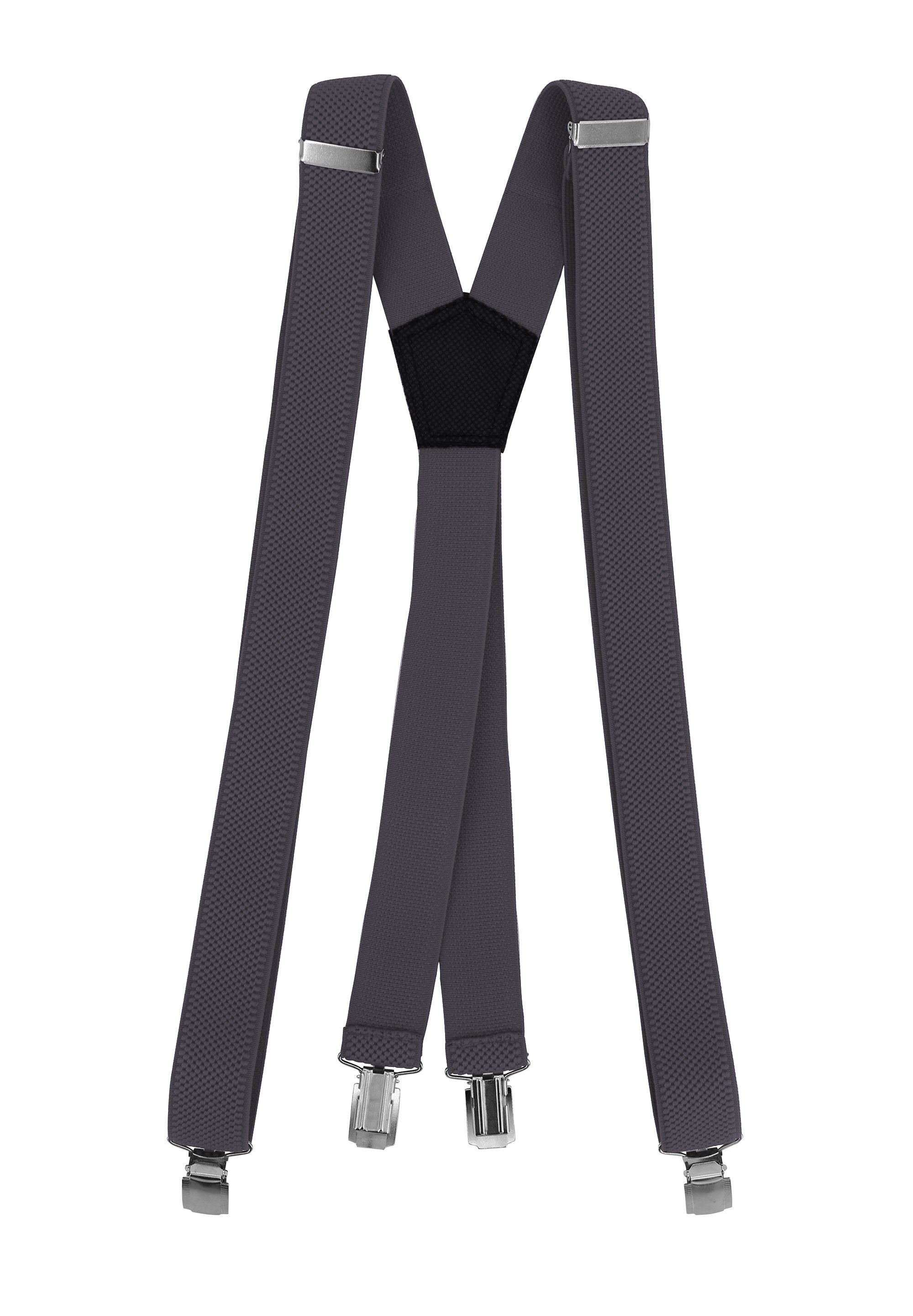 Fabio Farini Hosenträger Schmales X-Design mit 3cm Breite verstellbar mit extra starken Clipverschluss, Grau