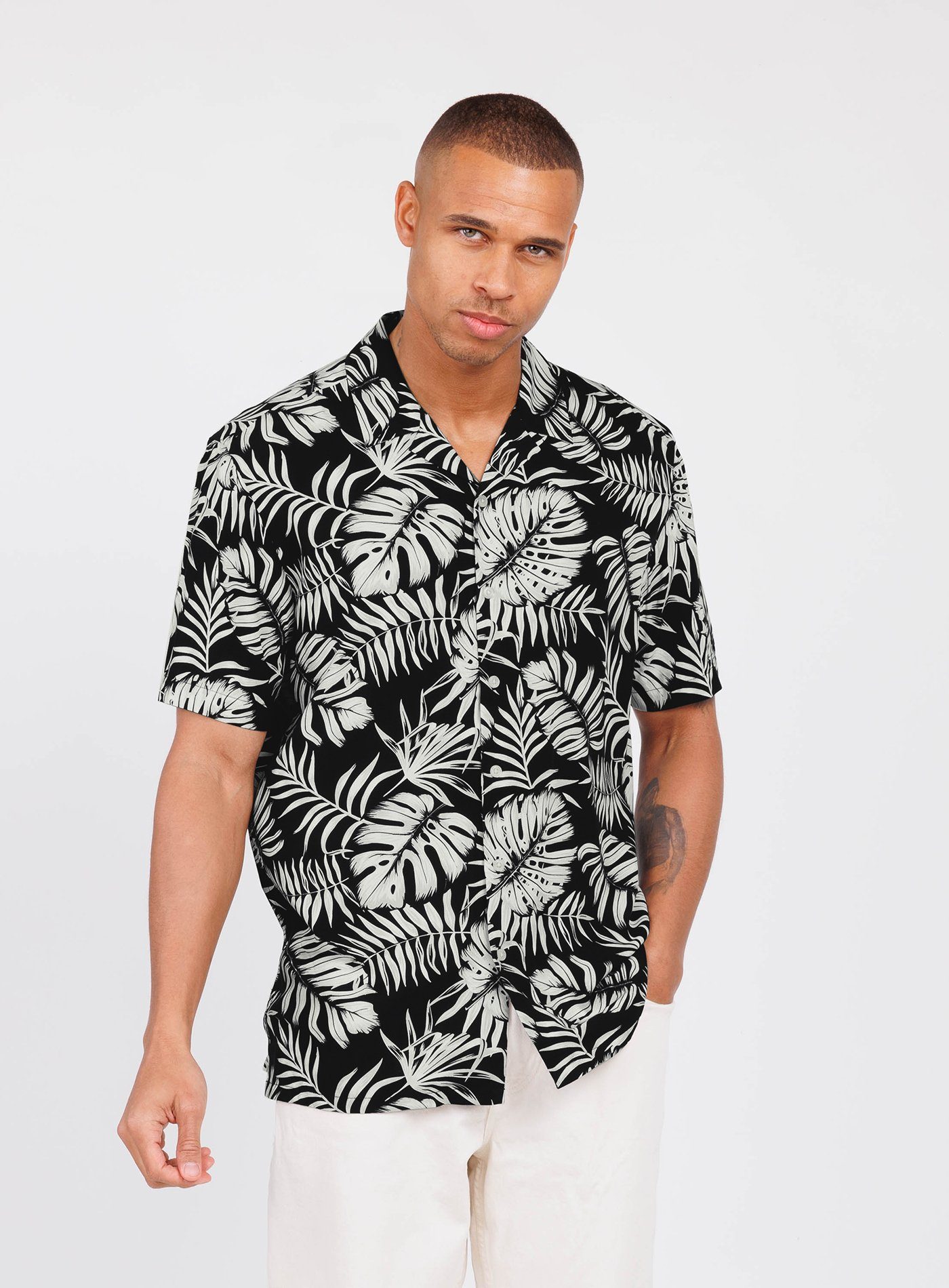 Key Largo Kurzarmhemd MSH HAVANNA 1/2 patterned (1-tlg)