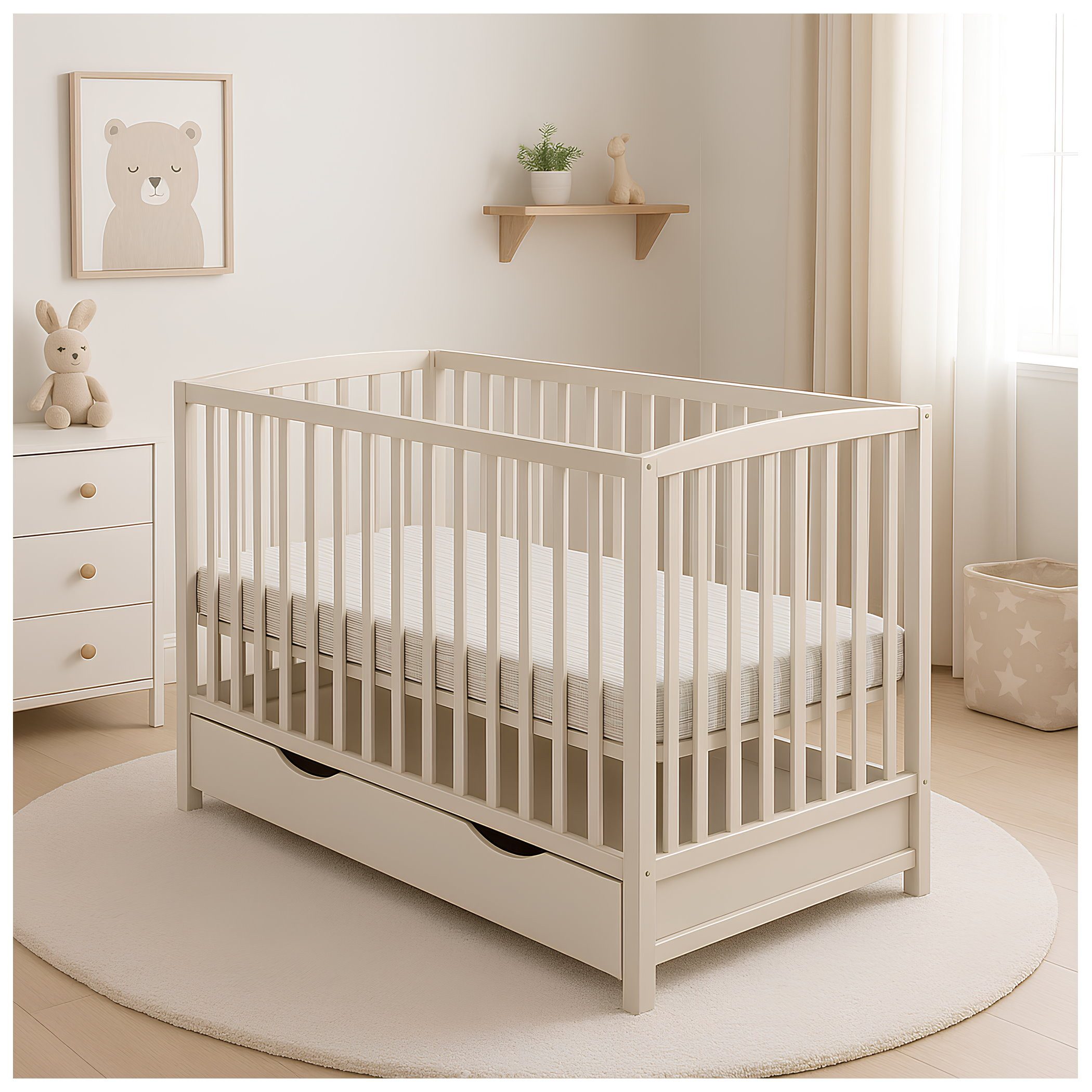 Baby-Delux Babybett Taupe Gitterbett Bettkasten Schutzgitter, Kinderbett 60 günstig online kaufen