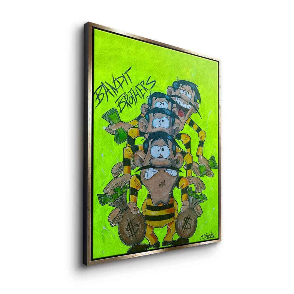 Pop Daltons Bandit Luke Bandit Bild Brothers Art DOTCOMCANVAS® Leinwand comic Brothers, Leinwandbild Die ohne Lucky Rahmen