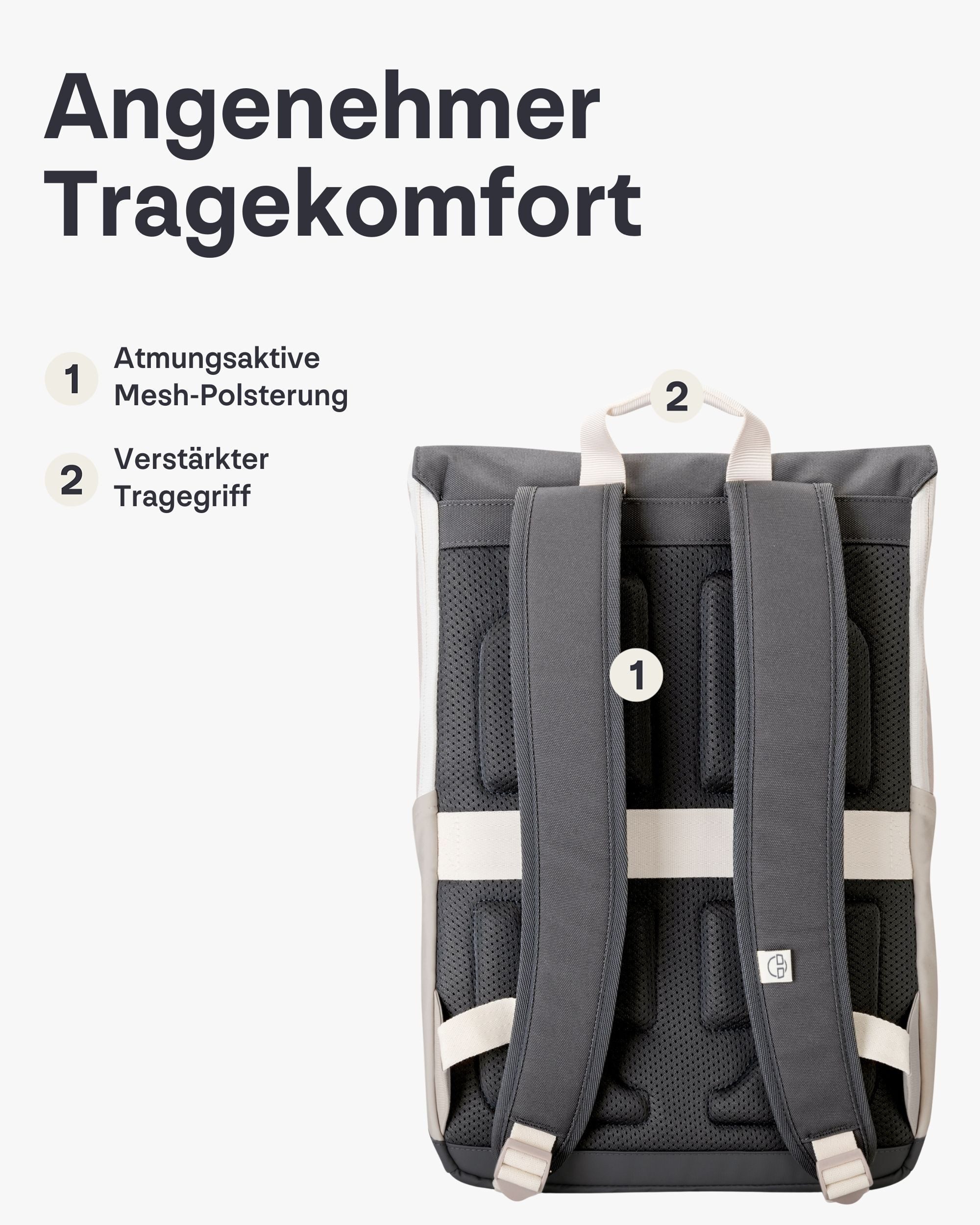 Johnny Urban Cityrucksack MIKA, Rolltop Damen Herren, Laptop Fach (1-tlg), Flexible Größe, Gepolstertes Laptopfach, Wasserabweisend