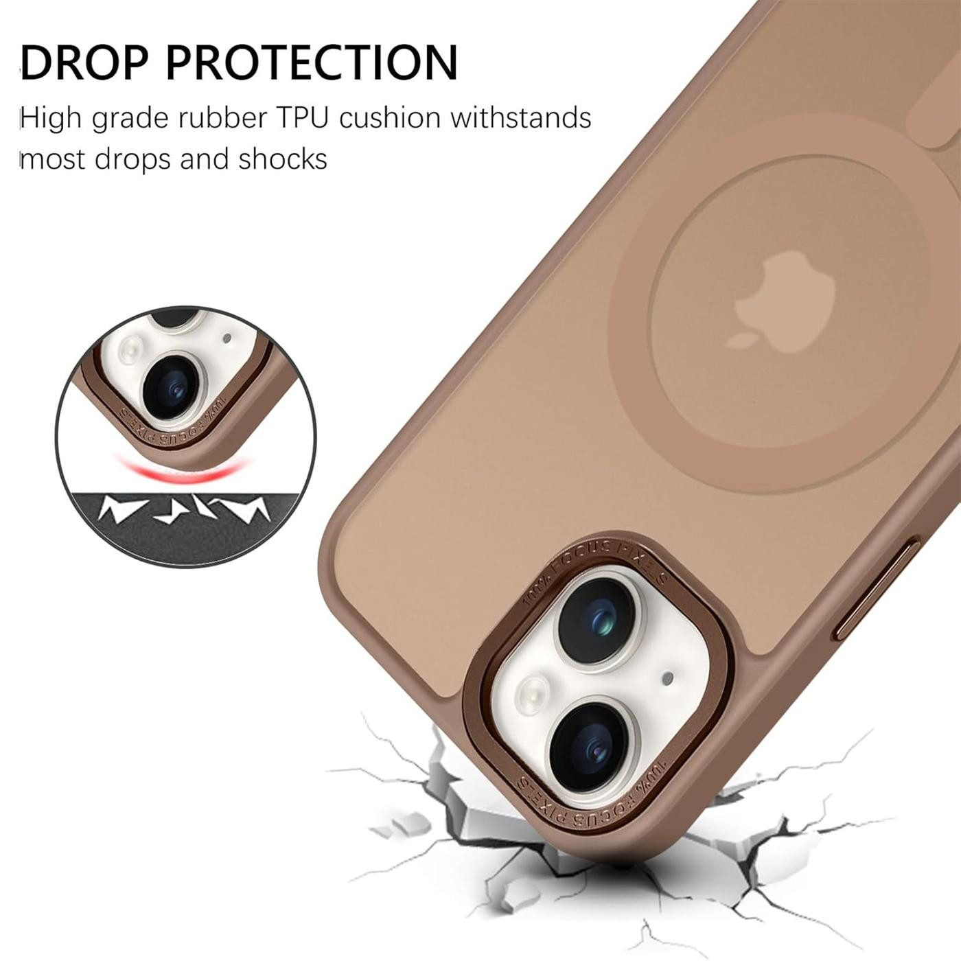 CoolGadget Handyhülle Magnet Hülle für iPhone 14 Schutzhülle mit Metall Kamerarahmen 6,1 Zoll, magnetisches Schutzcase Matt Stoßfest kompatibel mit Magsafe Zube – Bild 5 von 5