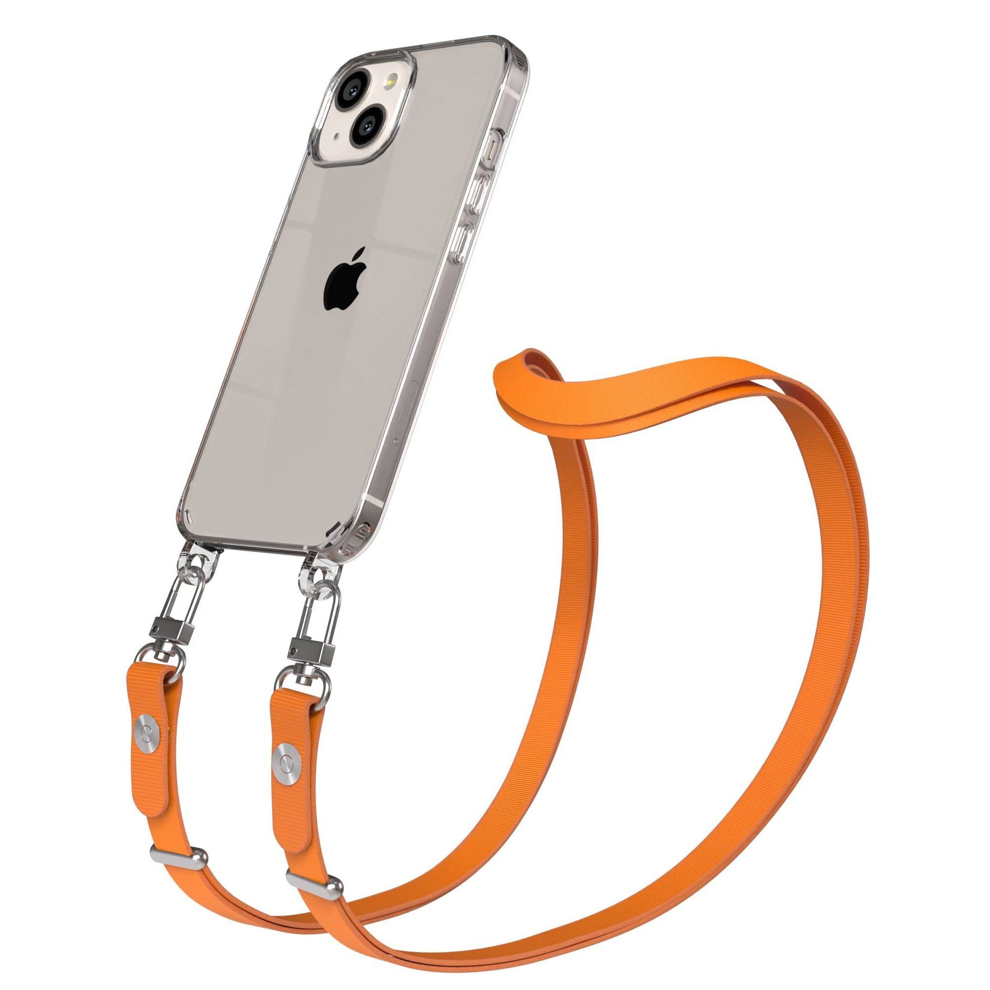 EAZY CASE Handykette für Apple iPhone 13 Handyhülle mit Handyband magnetisch, Handyband in Orange mit Magnetverschluss und 2x2 Connectoren