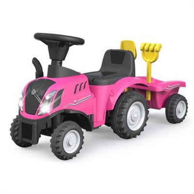 Jamara Rutscher New Holland T7, Traktor Pink mit Sound Licht Rutschauto Rutschfahrzeug Kinderauto